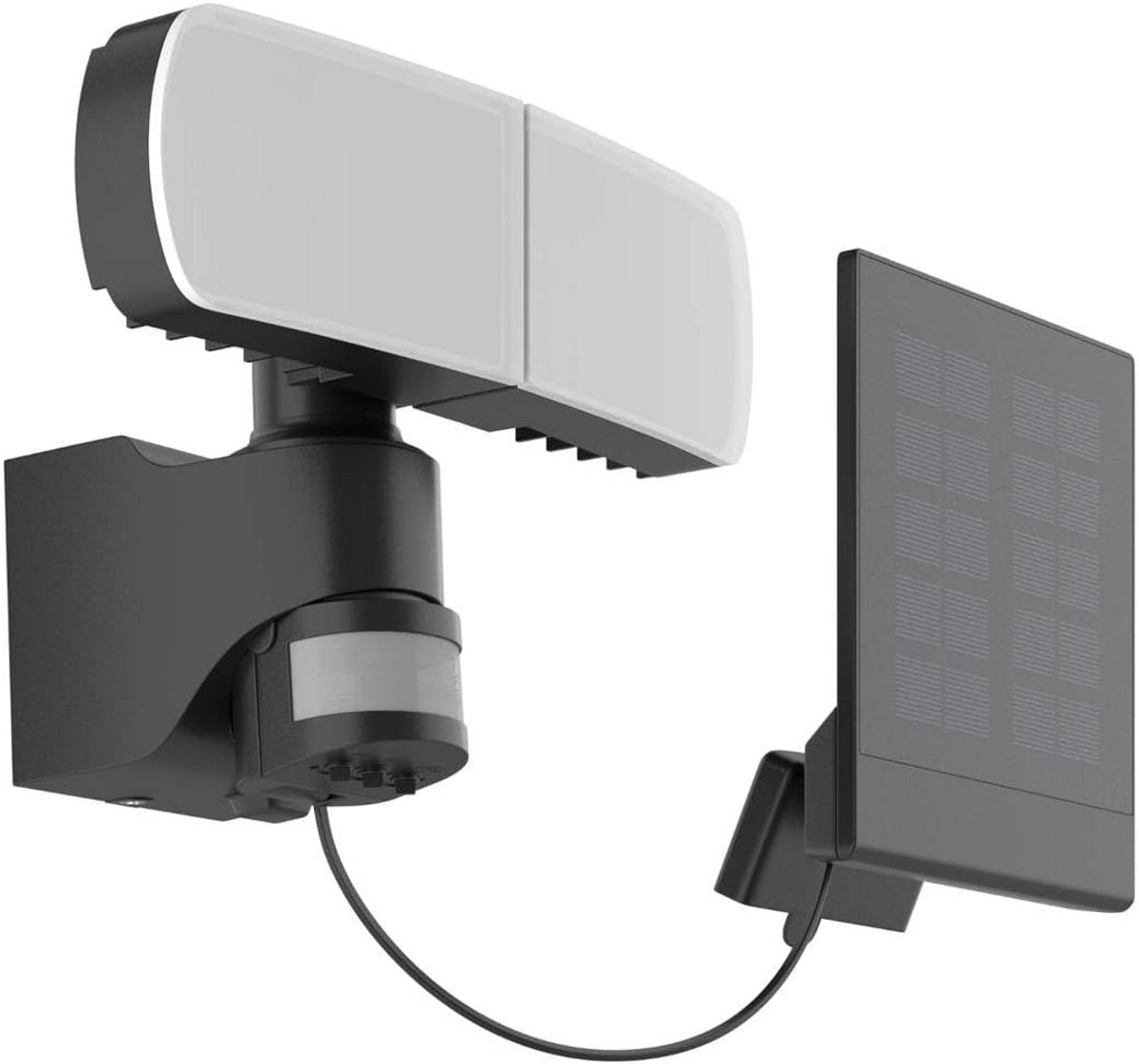Moderne LED Buitenlamp op Zonne-energie met Bewegingssensor - Zwarte Wandlamp