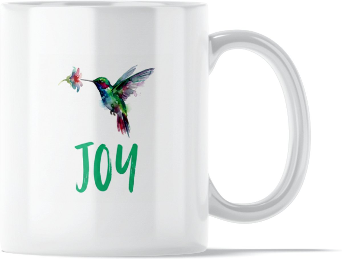 "Aquarel Series" Mok: Joy Hummingbird - Kleurrijke Waterverf Mok met Vliegende Kolibrie - Positieve Herinnering om Optimisme Plezier & Blijdschap te Koesteren - Bloem Symbool voor Liefde & Vreugde - Liefdevol Valentijnsdagcadeau voor Haar