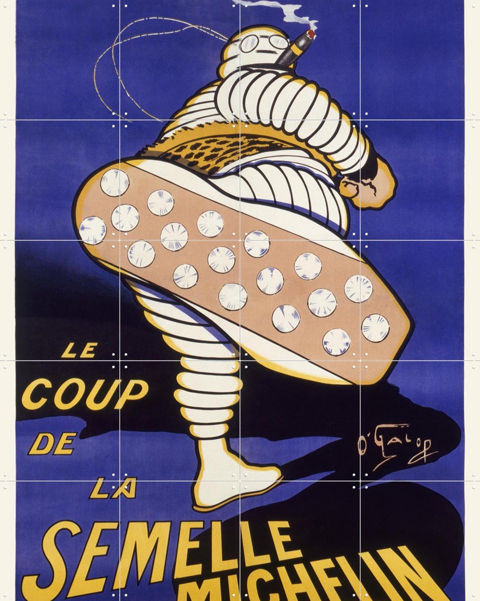 IXXI Le Coup de la Semelle Michelin, Bridgeman Images - 80 x 100 cm - Gratis ophangtool - Grote wanddecoratie en posters - Speels, Vintage