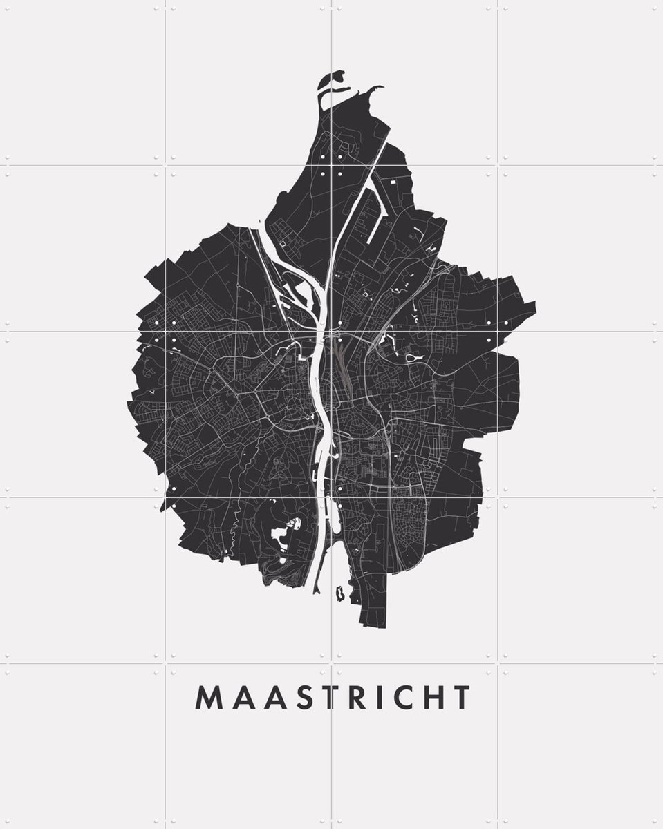 IXXI Maastricht City Map, Kunst in Kaart - 80 x 100 cm - Gratis ophangtool - Grote wanddecoratie en posters - Line art, Geometrische Kunst, Grafisch