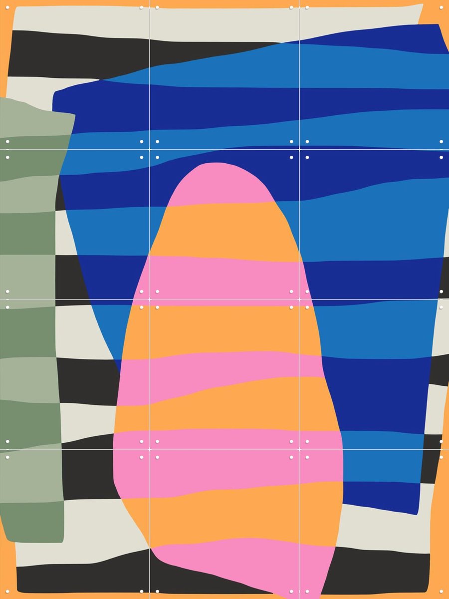 IXXI Abstract Stripe - Collage 9, Little Dean & Various - 60 x 80 cm - Gratis ophangtool - Grote wanddecoratie en posters - Collage, Strepen, Digitale