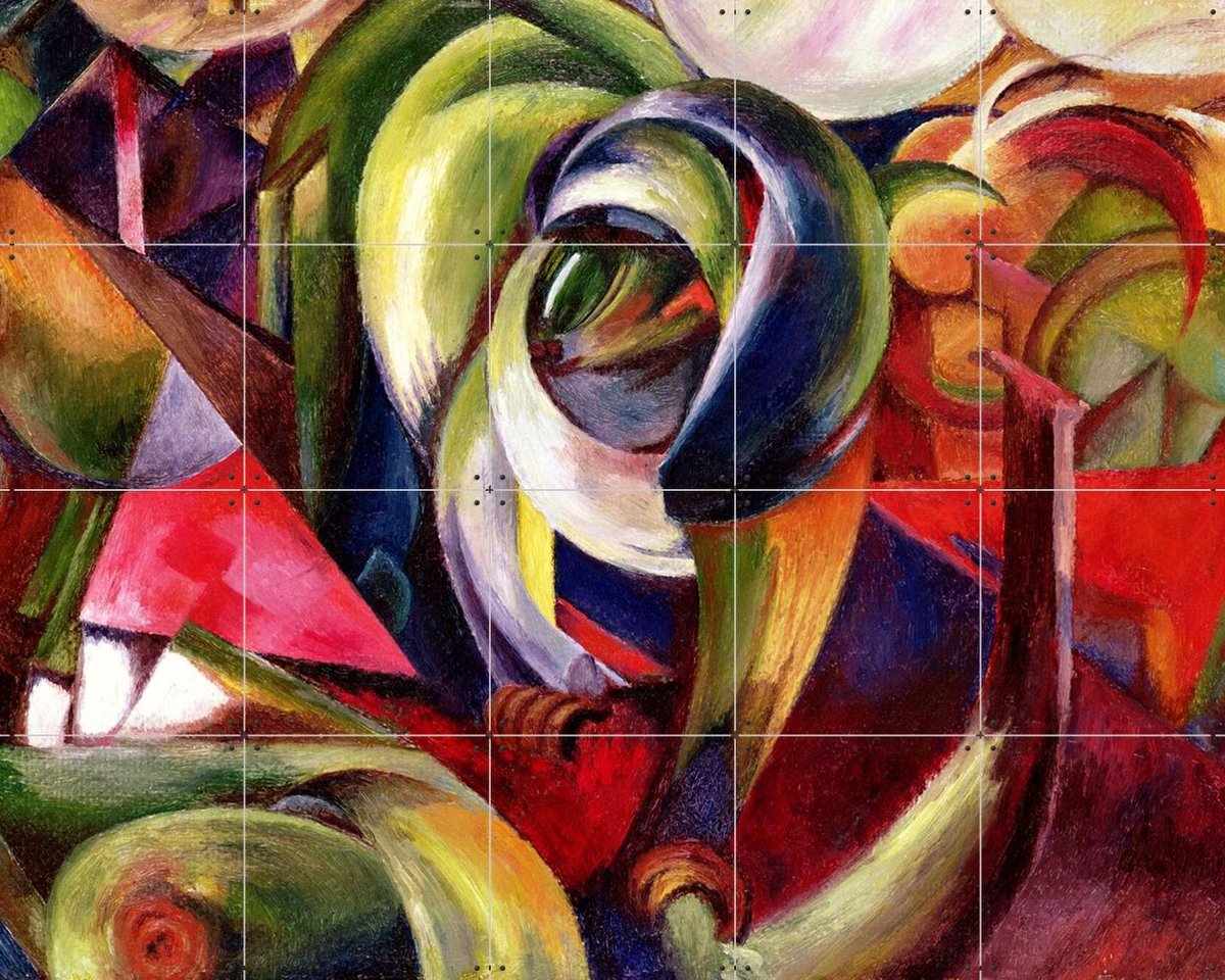 IXXI Mandrill 1913, Franz Marc & Bridgeman Images - 100 x 80 cm - Gratis ophangtool - Grote wanddecoratie en posters - Klassiek, Abstract, Olieverf