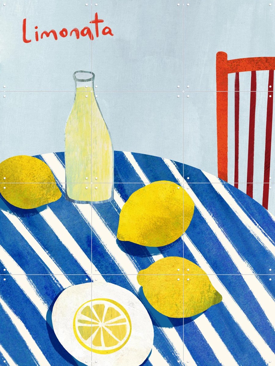 IXXI Lemons & Lemonade, Henry Rivers - 60 x 80 cm - Gratis ophangtool - Grote wanddecoratie en posters - Speels, Kleurrijk, Illustraties, Keuken