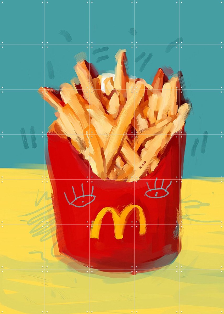 IXXI Mc Fries, Pop-art by Tadej - 100 x 140 cm - Gratis ophangtool - Grote wanddecoratie en posters - Cartoonesk, Illustraties, Kleurrijk, Speels, Pop