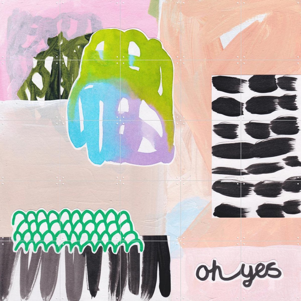 IXXI Playful Agree, Henriette Visscher - 100 x 100 cm - Gratis ophangtool - Grote wanddecoratie en posters - Kleurrijk, Gemengde Technieken, Speels