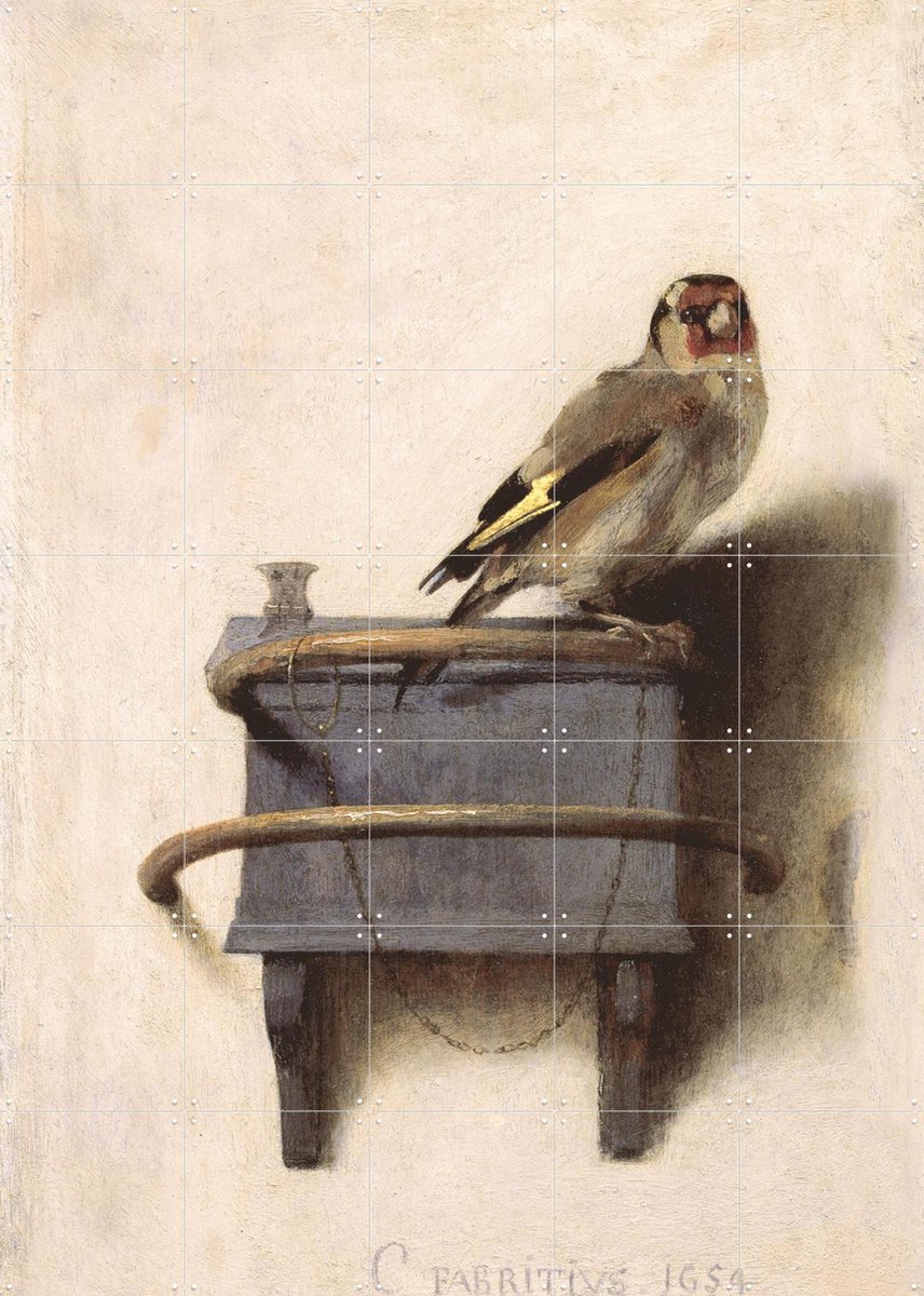IXXI Het puttertje, Carel Fabritius & Mauritshuis - 100 x 140 cm - Gratis ophangtool - Grote wanddecoratie en posters - Naturalisme, Realisme
