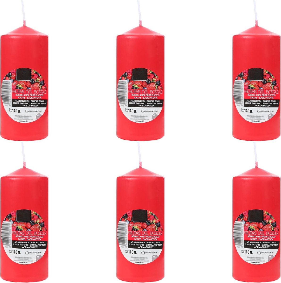 Set van 6 Decoratieve Cilindrische Geurkaarsen met Lange Brandduur
