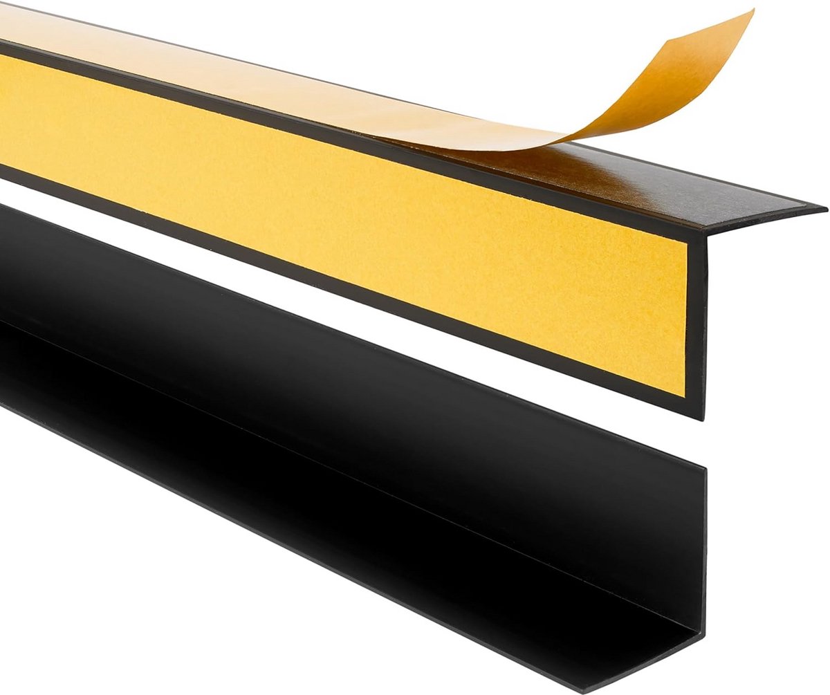 Zelfklevende PVC Hoeklijst voor Binnenhoeken 50x50mm 200cm Zwart Randbescherming