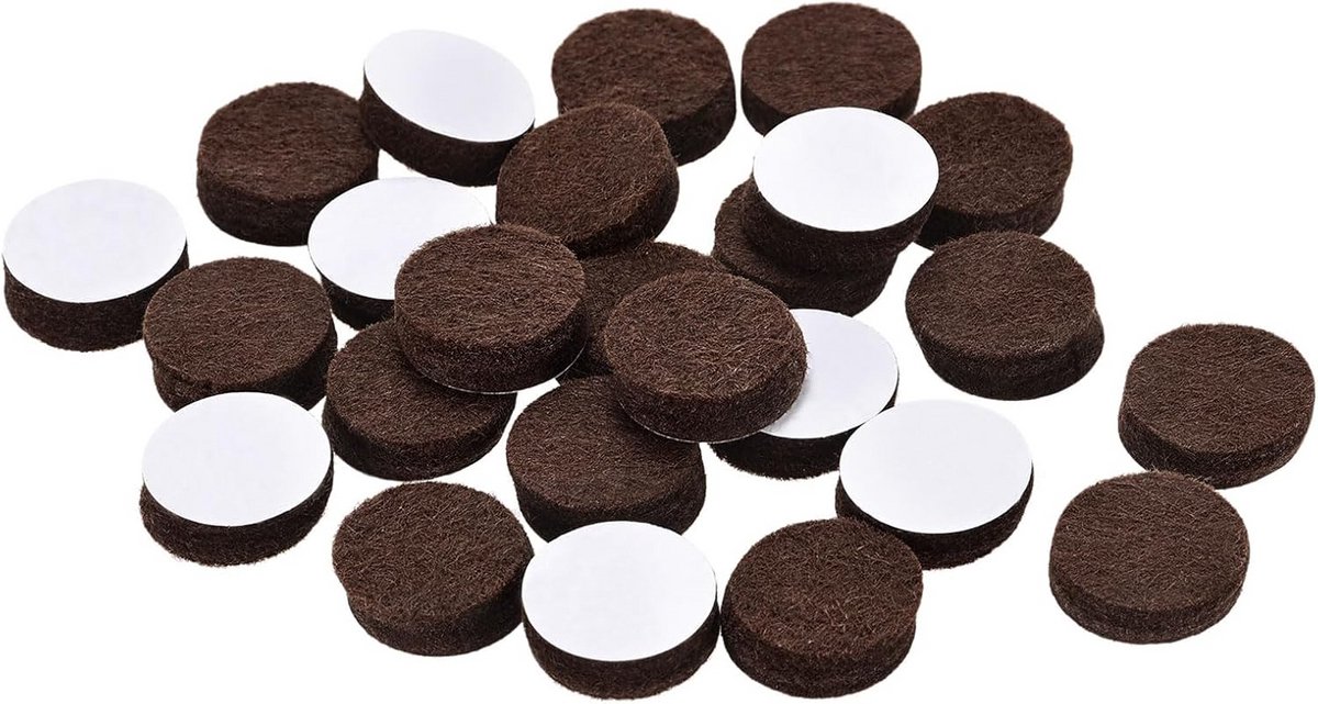 200x Zelfklevende Vilt Stootdoppen 15mm Rond Bruin voor Meubels en Stoelpoten