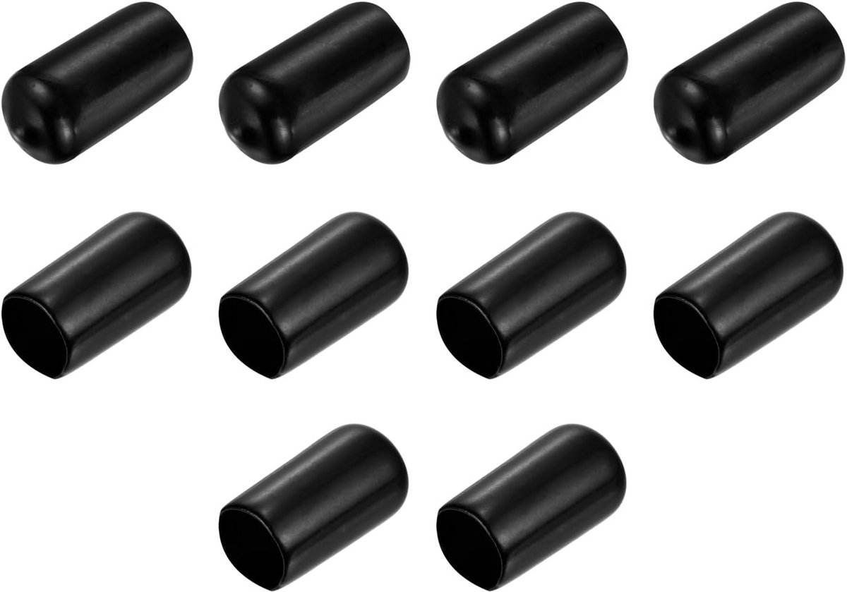 10 Stuks Zwarte Rubberen Dopjes 11.5mm Buis Eindkapjes voor Ronde Buis en Meubels