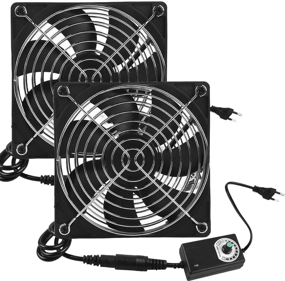 2 Stuks Stille Afvoerventilator 120mm met Snelheidsregelaar - Krachtige Badkamer- en Keukenventilator DC12V