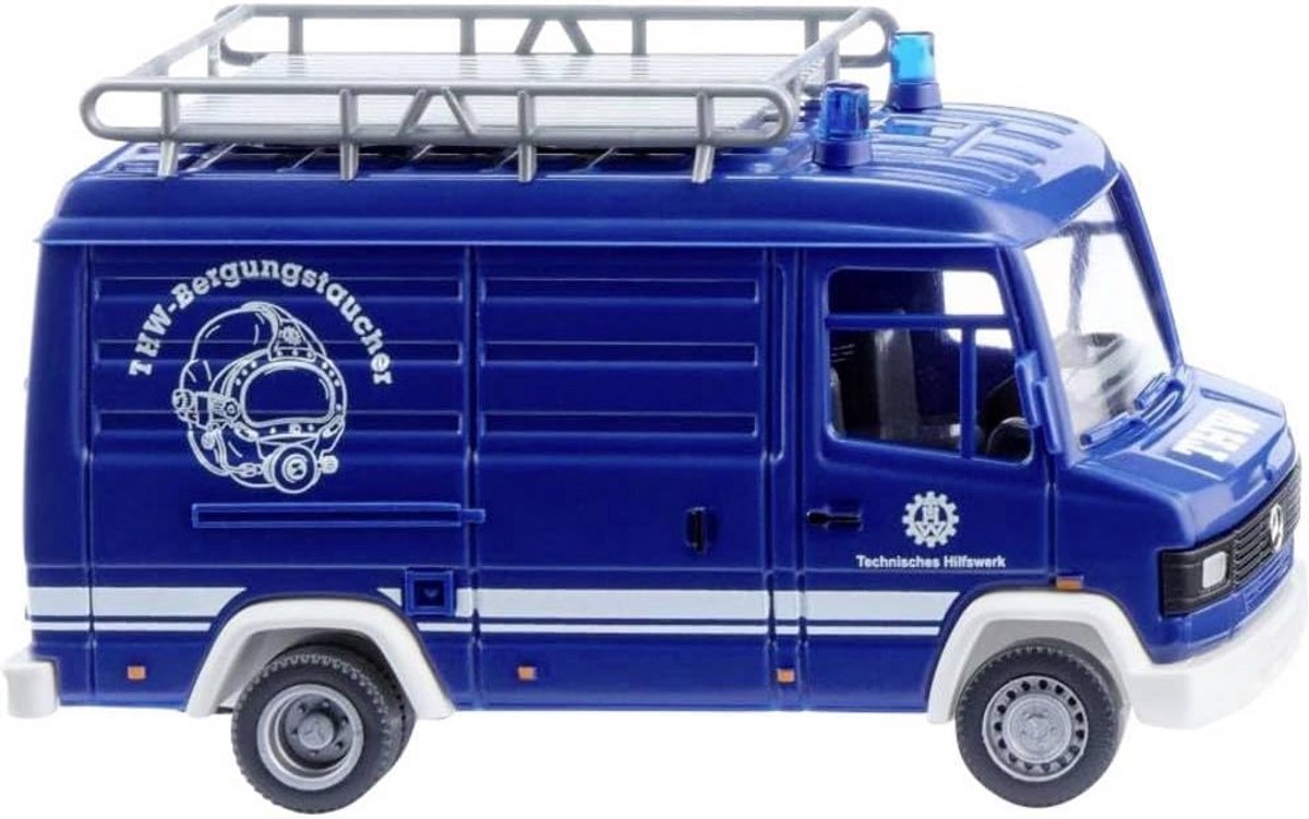 Noodhulpvoertuig Mercedes Benz 507 D THW bestelbus Schaal 1:87