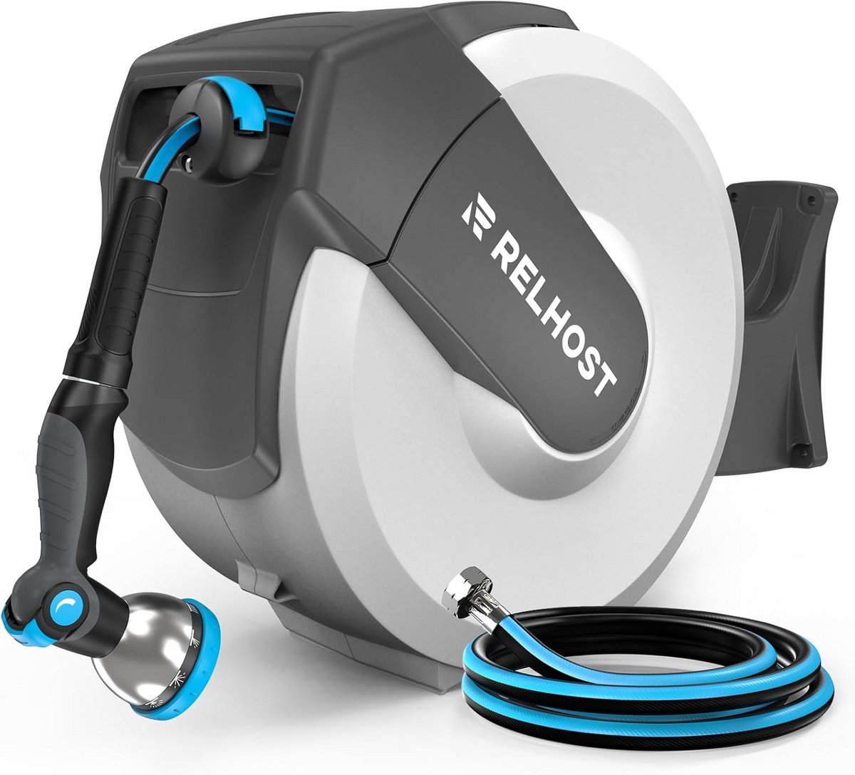 Intrekbare Tuinslanghaspel 30m Wandmodel met Automatische Terugloop en 10 Sproeipatronen
