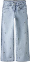 ONLY GIRLS KOGJUICY WIDE HEART EMB NOOS - Flared Jeans - light medium blue denim/pink/lichtblauw denim