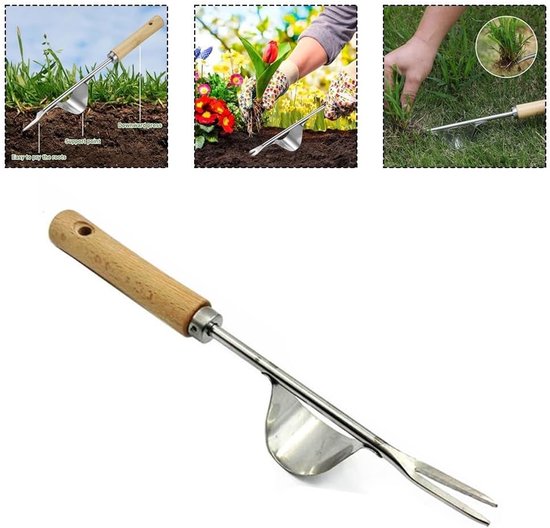 Plukken Grashark Schop - Tuin Gereedschap - Effectief Tuinonderhoud - Slijtvast Roestvrij Staal - 33x3x2 cm - Zoals Afgebeeld — afbeelding 5
