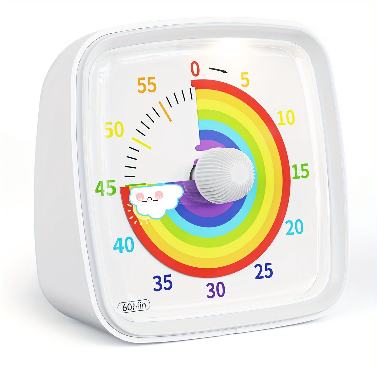 Killogood 60-Minuten Stille Countdown Timer – Witte Kookwekker met Regenboogprint – Ideaal voor Keuken, Kantoor, Thuis en Klaslokaal