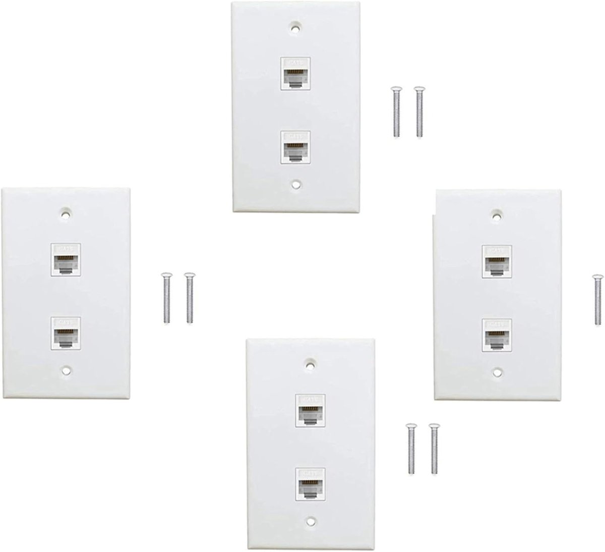 Ethernet Wandplaten - Netwerk Contactdozen - Internet Aansluiten - Cat6 Bus Koppeling - 4 Stuks - Wit