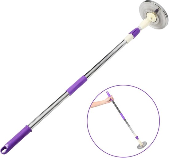 Dweilstok Handvat - Telescopische Steel - Efficiënt Schoonmaken - Versterkt Ontwerp - 121cm Lengte - Paars — afbeelding 5