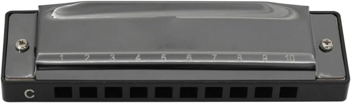 Mondharmonica 10 Gaten - Blues Harmonica - Muziek Maken - Duurzaam Met Koffer - 10.5 cm - Zwart
