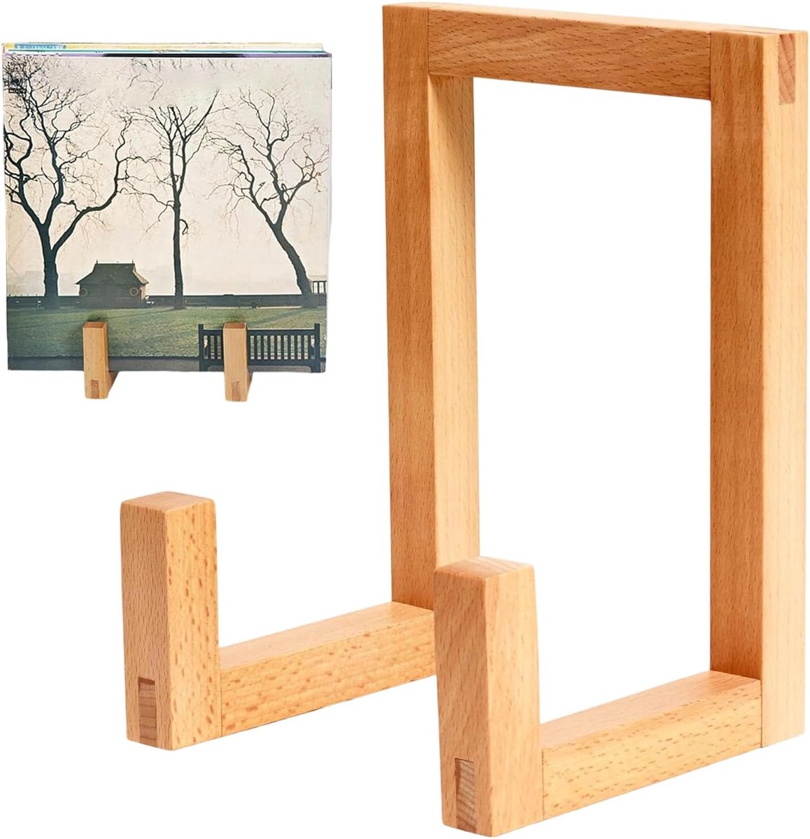 Albumhouder - Platenstandaard - Muziek collectie - Massief houten plank - 13 x 20.3 x 15 cm