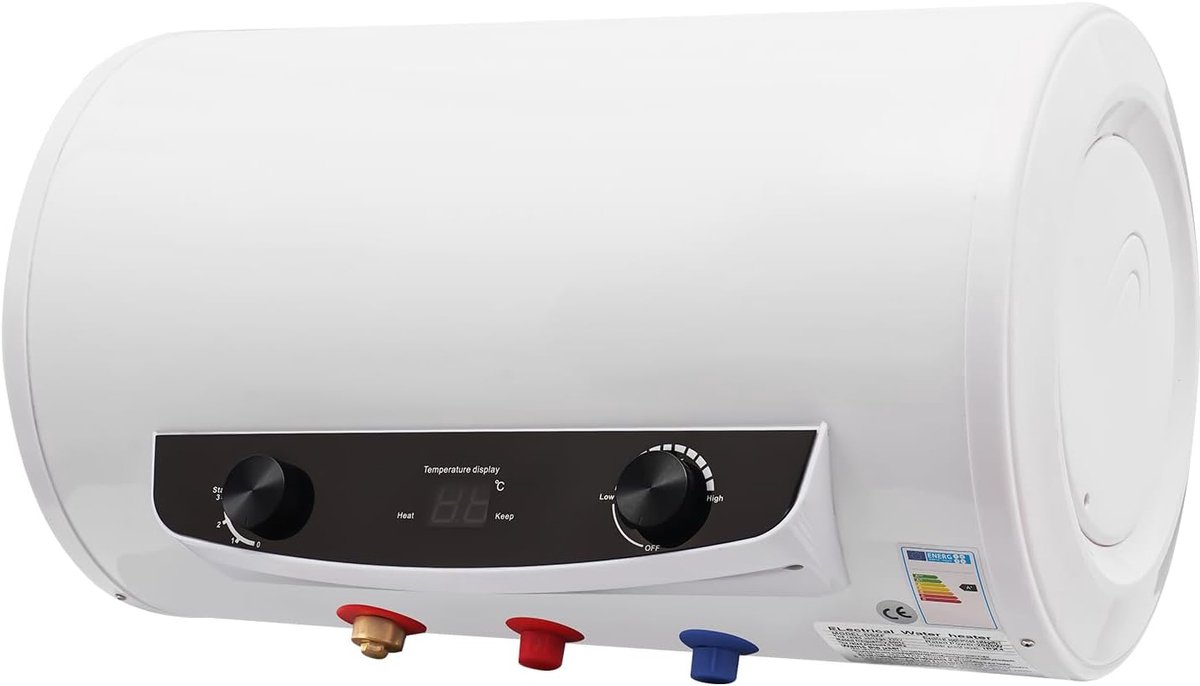 Elektrische Boiler - Warmwaterboiler Tank - Direct Warm Water - Hoog Rendement - 34x56cm - Wit