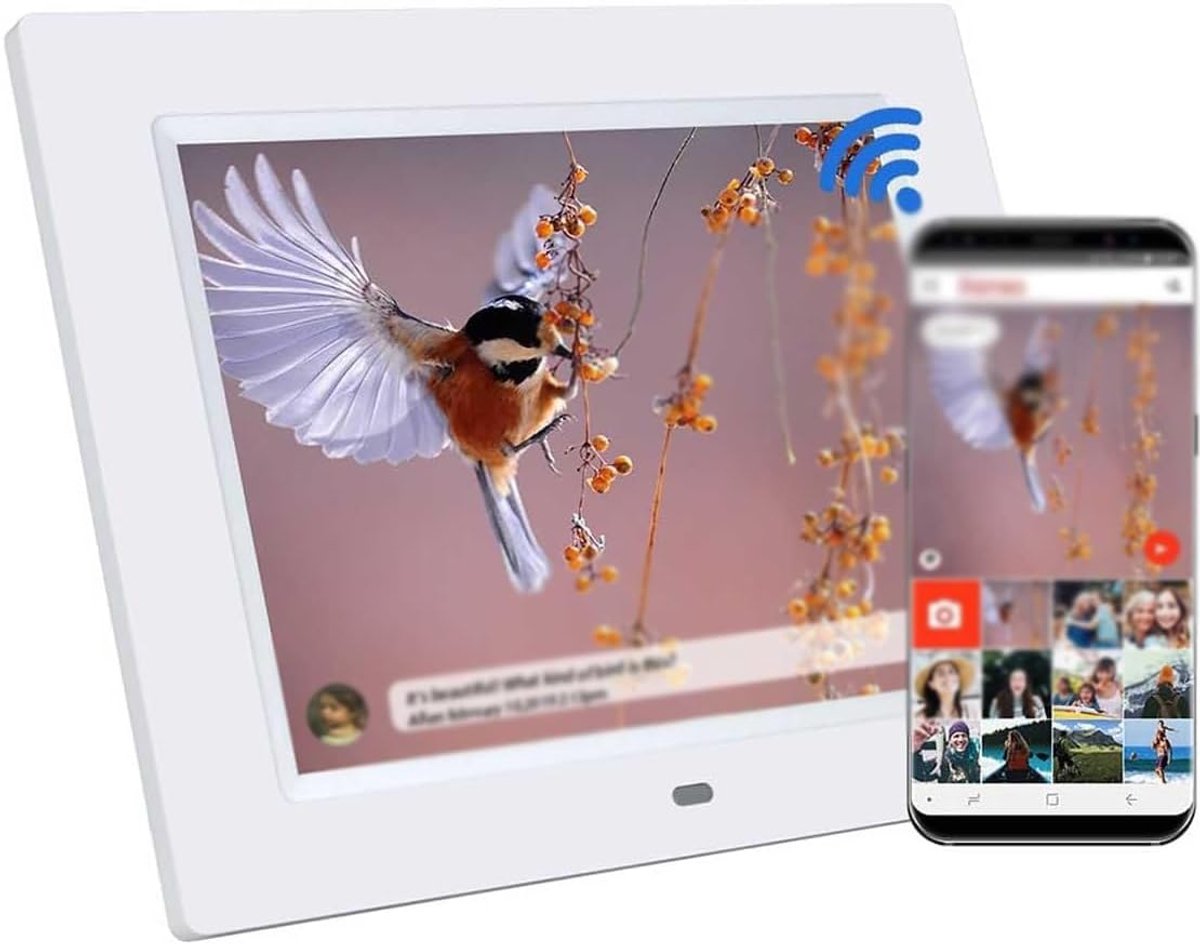 Digitale Fotolijst - WiFi Display - Foto Delen - Direct Via App - 87 Inch Scherm - Wit