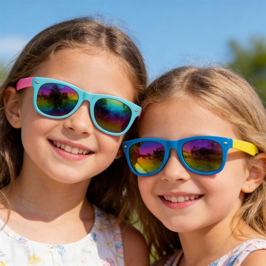 Kinder Zonnebrillen - Feest Accessoires - Buiten Activiteiten - Set van Vier - 12.5 cm Breed - Kleurrijk van Kinder — afbeelding 3