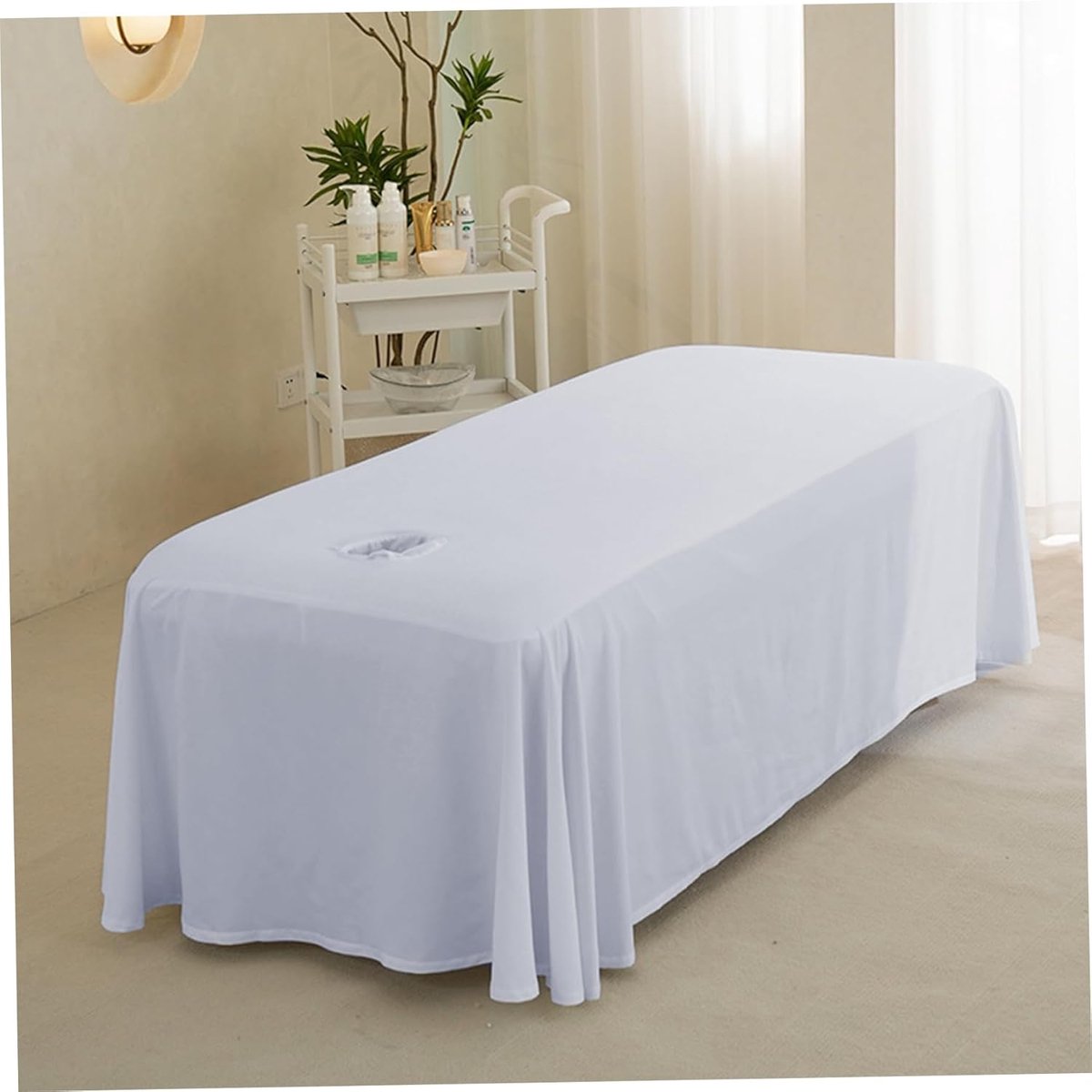 Massagetafelhoes - Laken voor massage - Salon en spa - Met gezichtsgat - 190 x 80 cm - Lichtgrijs