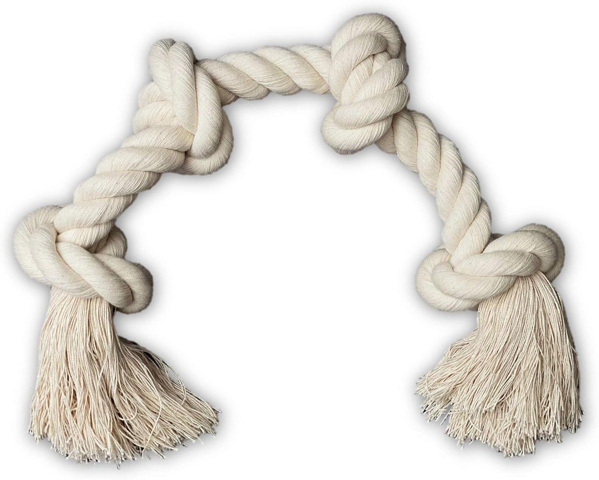 Honden Touw Speelgoed - Interactief Kauwspeelgoed - Tandverzorging Hond - Duurzaam Katoen Materiaal - 17cm Lengte - Natuurlijk