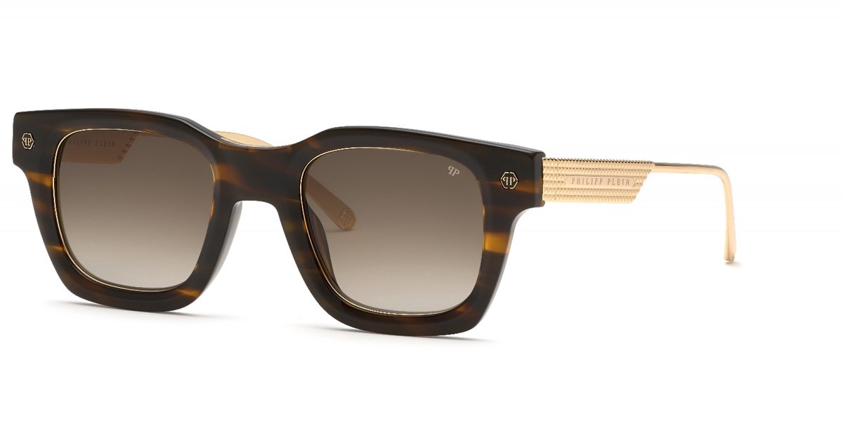 Philipp Plein SPP105M Avana striata marrone lucido 50/24/145 MAN Zonnebrillen