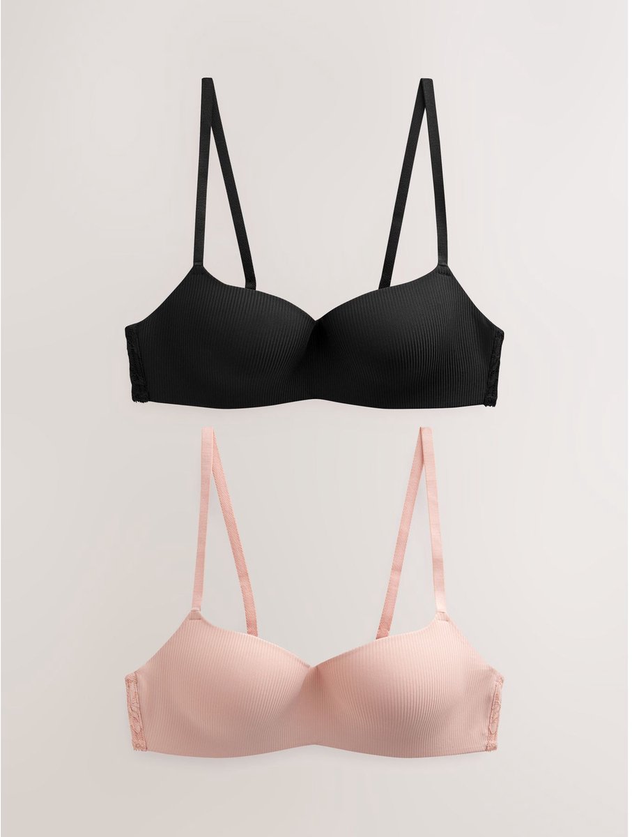 Next Dames - Set van 2 Ultimate Comfort beha's met lichte vulling zonder beugel - Zwart Black/Pink