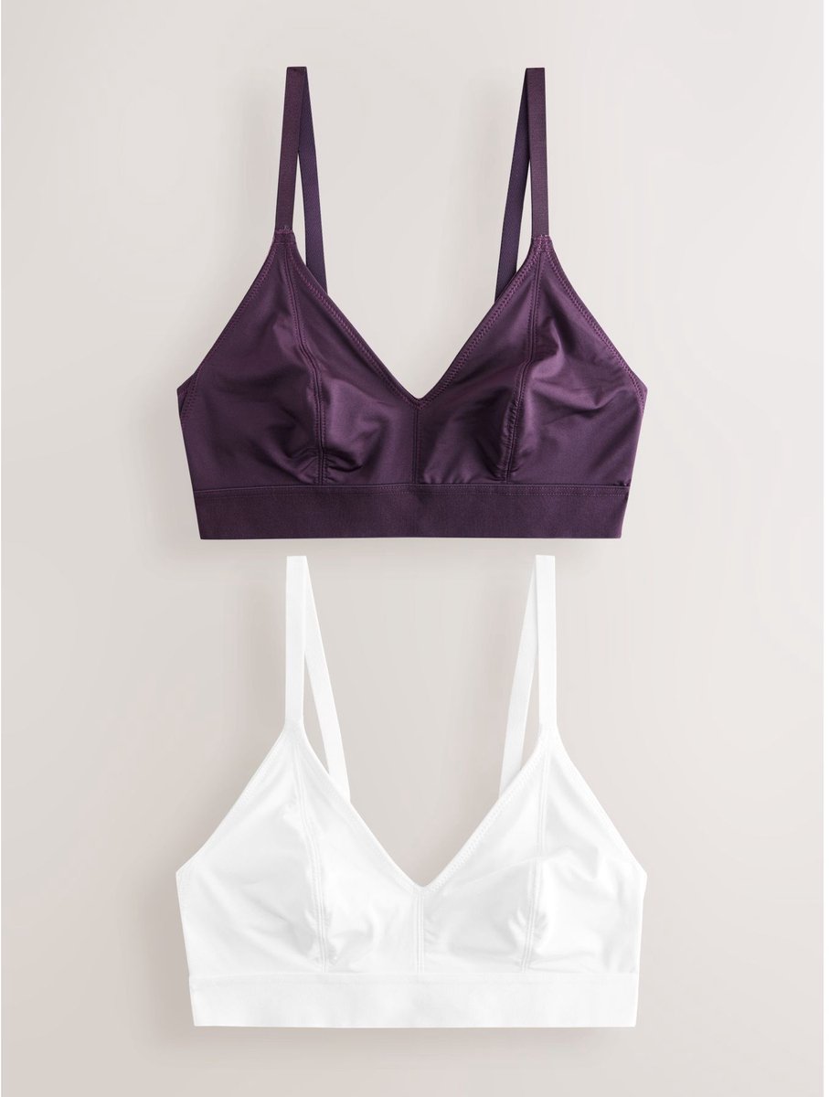 Next Dames - DD+ Ultimate Comfort Bralettes zonder beugel 2 verpakking - Paars Plum Purple/White