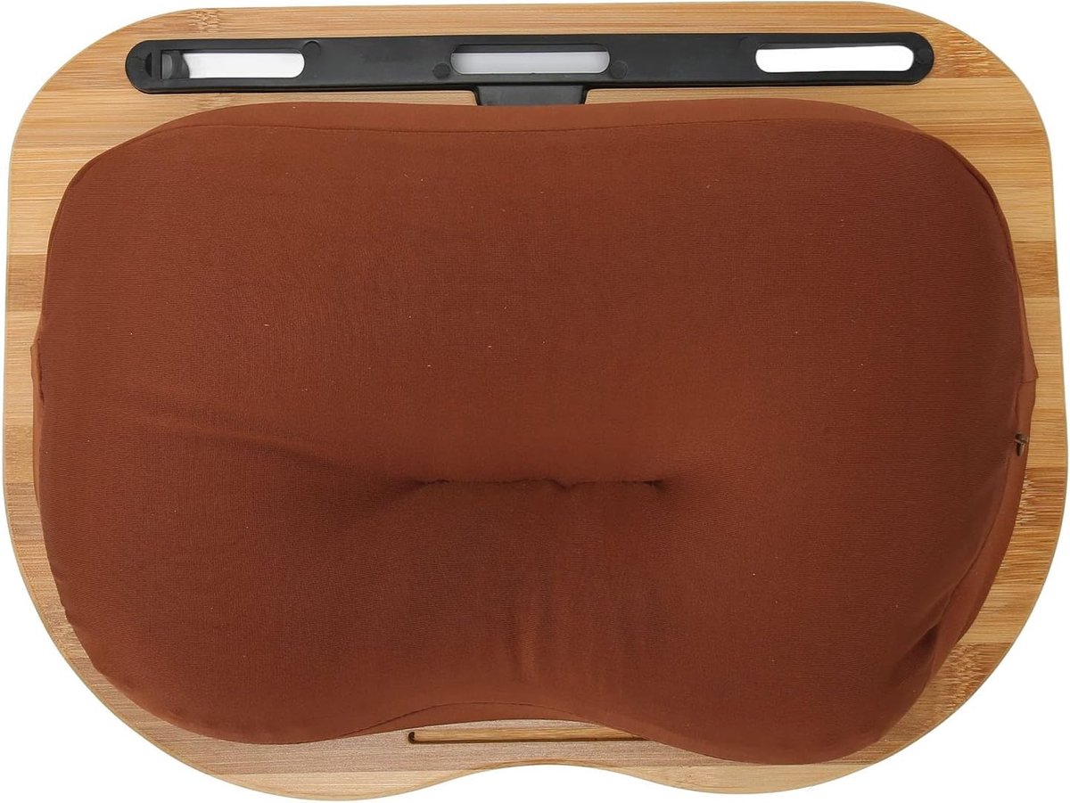 Laptop Schootbureau - Werktafel - Comfortabel Werken - Met Kussen - 38x28cm - Houtkleur
