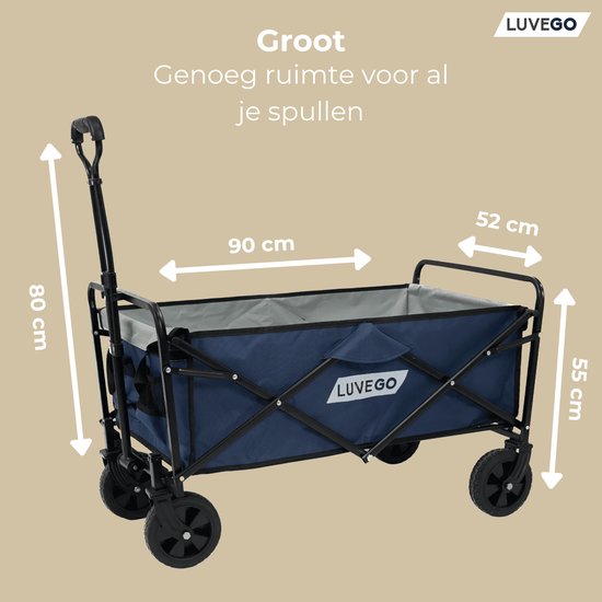 Luvego Opvouwbare Bolderkar - 80KG Draagkracht - Stevige Wielen - Compact Opvouwbaar van Merkloos — afbeelding 3