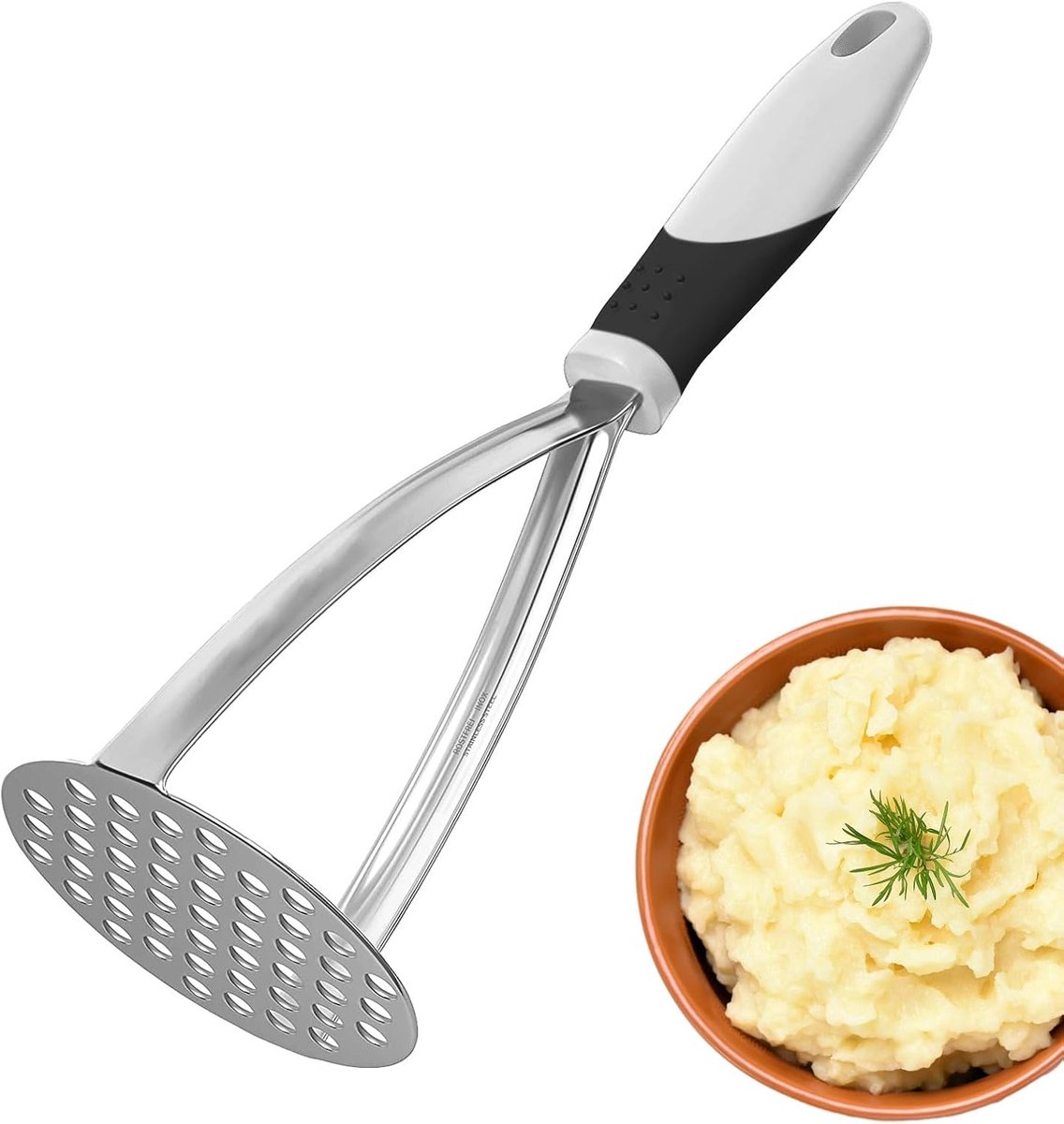 Aardappelstamper - Pureemaker Keukengerei - Groenten Maken - Roestvrij Staal - 26cm - Grijs