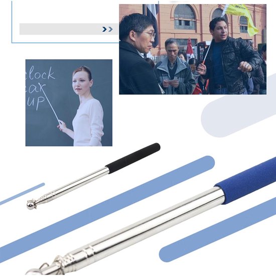 Telescoop Vlaggenstok - Draagbare Stok - Lesgeven Reizen - Lichtgewicht & Compact - 1.6 Meter - Zwart van Merkloos	 — afbeelding 2