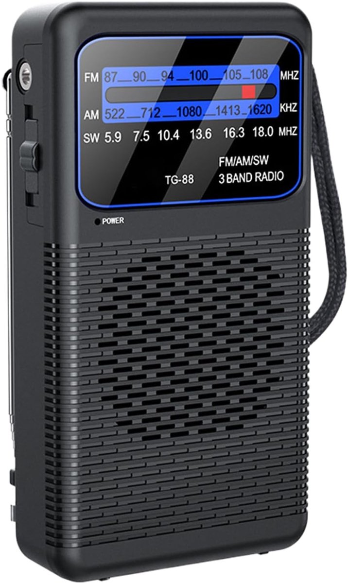 Draagbare Radio - Wandelradio Batterij - Outdoor Activiteiten - Geïntegreerde LED - 13.6 x 7.8 x 4cm