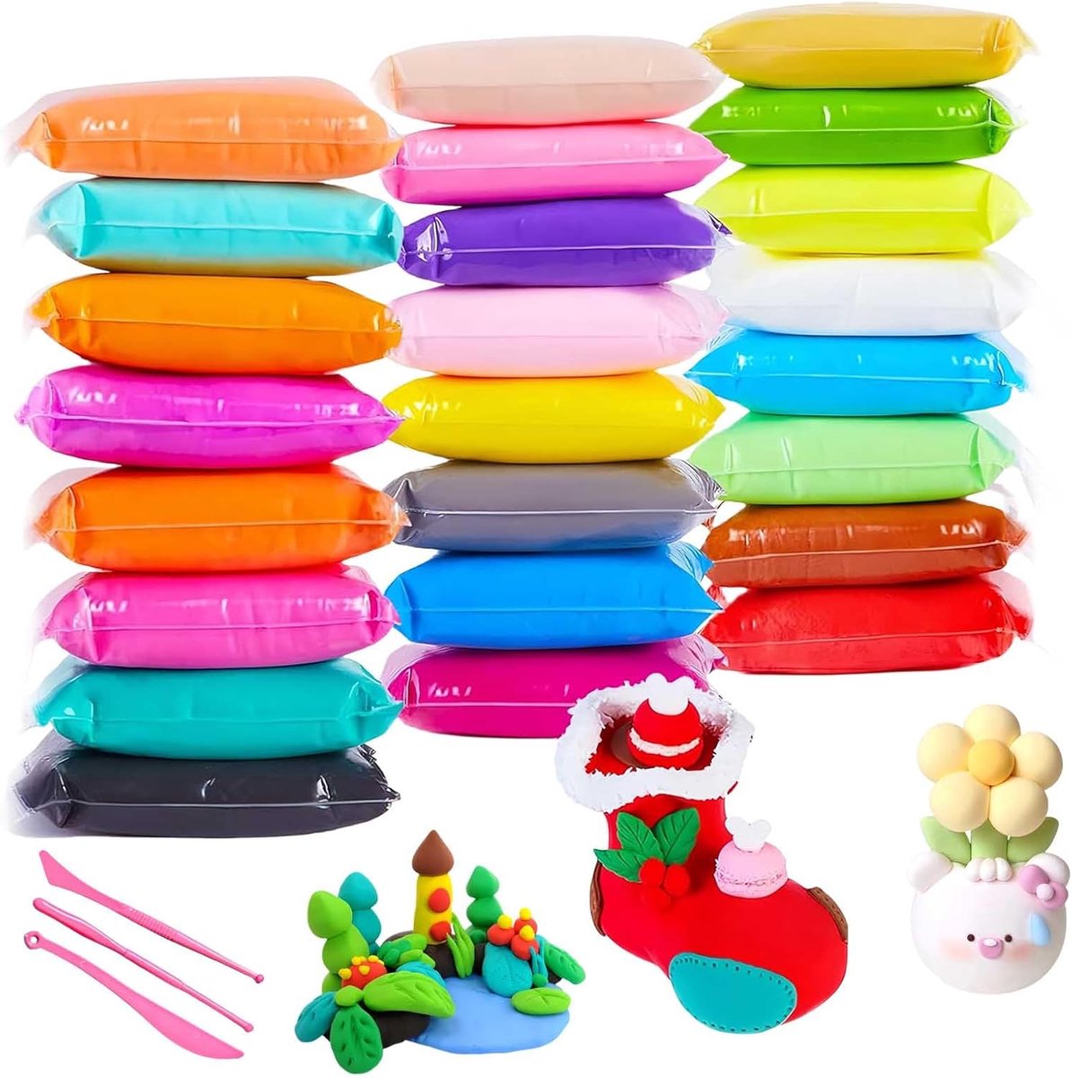 Allecta - Klei Boetseerset 24 Kleuren voor Kinderen met Putty en Gereedschap