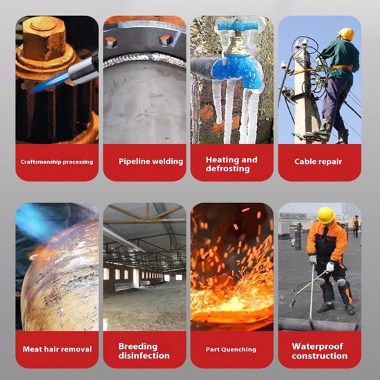 Onkruidbrander Propaan - Onkruidfakkel Tuin - Onkruid Verwijderen - Dubbele Ontstekingsschakelaar - 2 Meter Slang - Rood — afbeelding 3