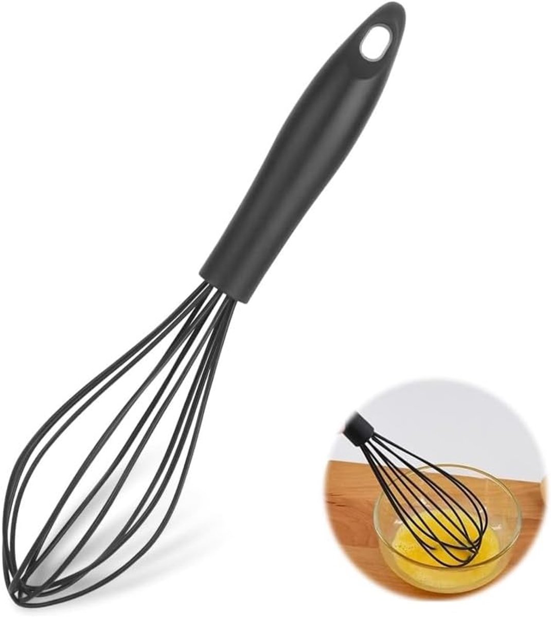 Keuken Garde - Siliconen Klopper - Beslag Mengen - Hittebestendig Flexibel - 26.5 cm - Zwart