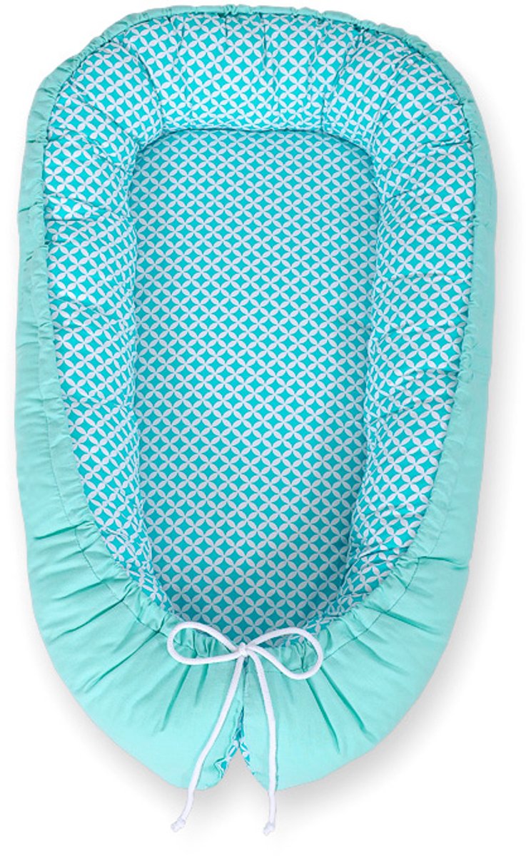 Babynest dubbelzijdig Premium Cocoon voor baby's BOBONO- Mint rozet