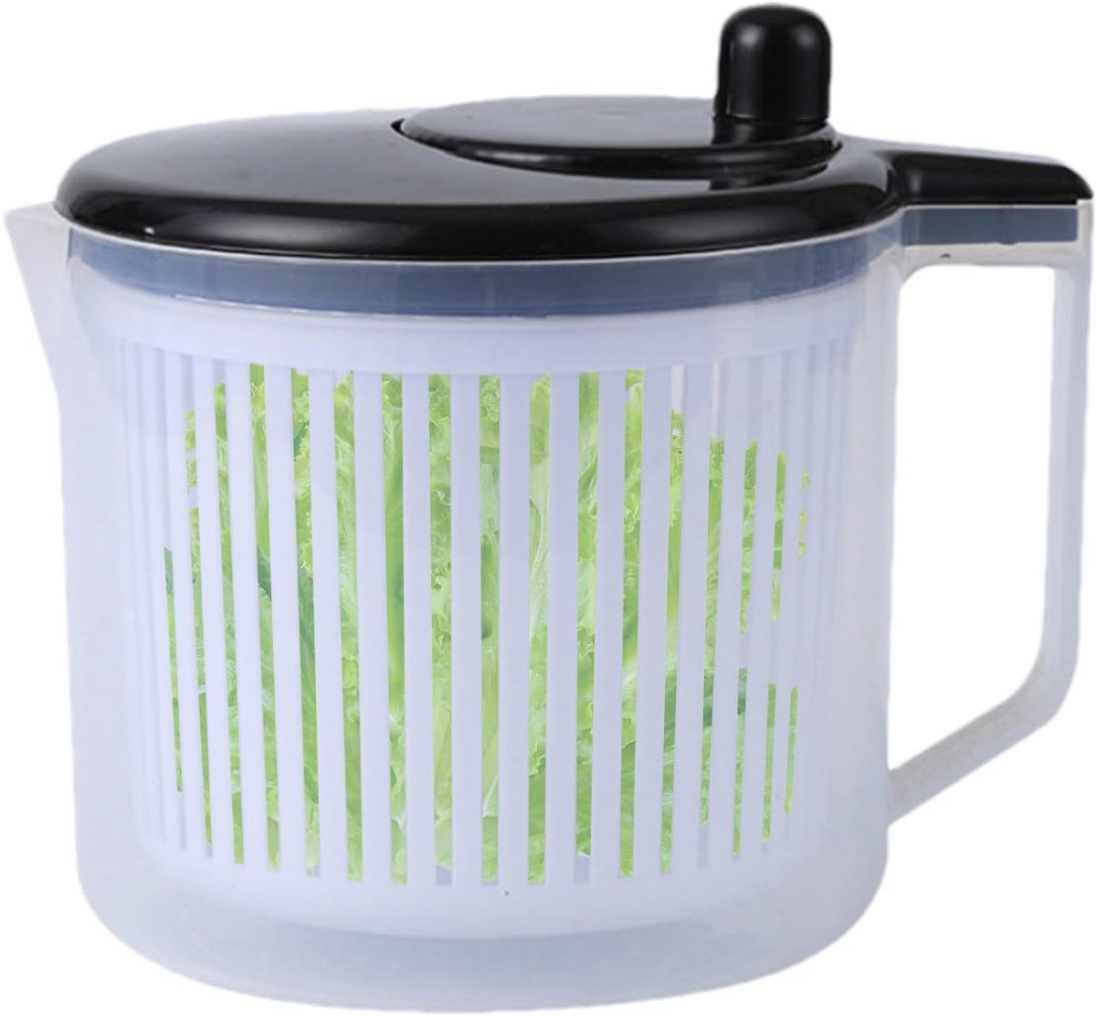 Slacentrifuge Groentesnijder - Fruitwasser Afvoermand - Snel Salades Maken - Voedselveilig Materiaal - 22 x 17 x 18.5 cm - Zwart