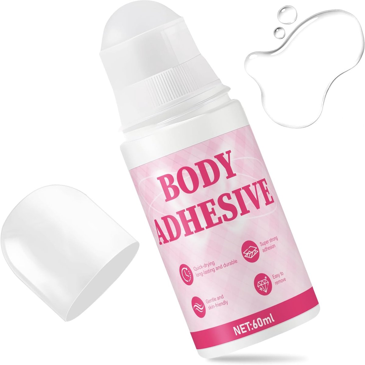 Lijm voor stof - Huidlijm Roll-on - Kleding Fixeren - Transparante film - 60 ml - Transparant