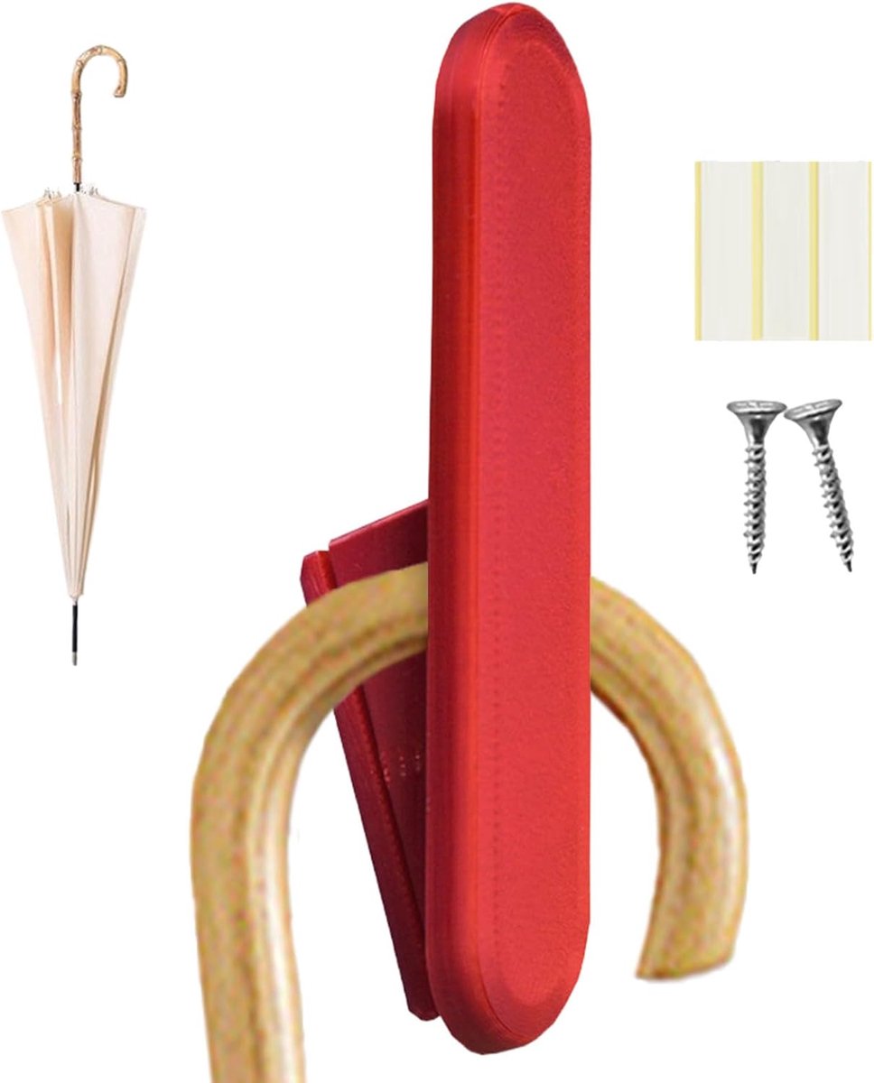Wandhaak - Handdoekhouder - Jassen Ophangen - Sterk Zelfklevend - 10.7cm - Rood