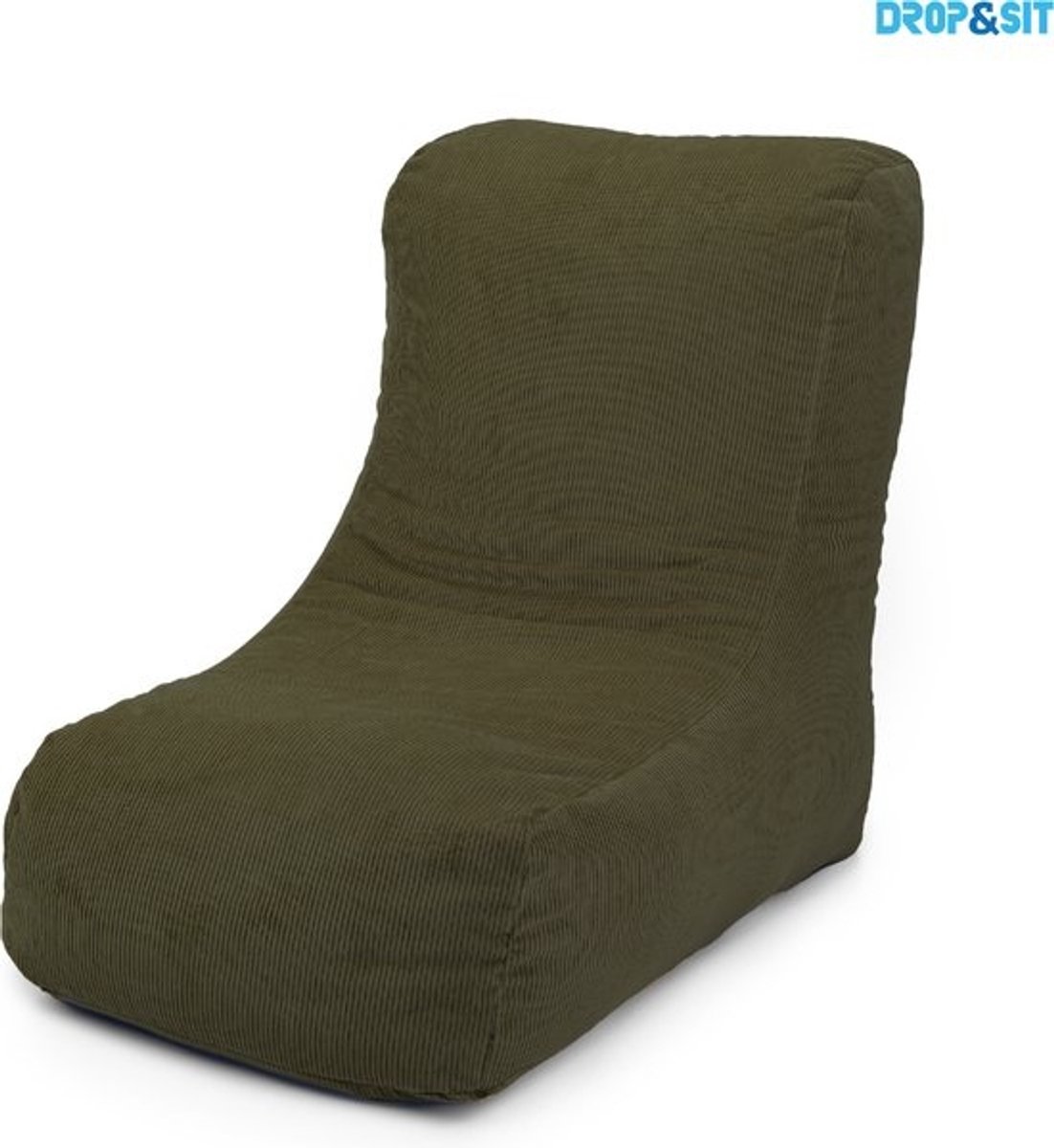 Drop & Sit Stoel Zitzak Ribstof - Hunter - 95 x 65 x 75 cm - Voor Binnen