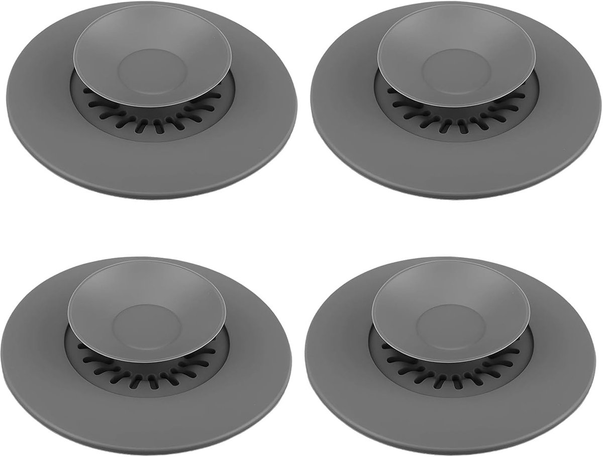 Siliconen Afvoerpluggen - Badkamer Keuken - Verstopping Voorkomen - Geur Insectenfilter - Diameter 11cm - Grijs