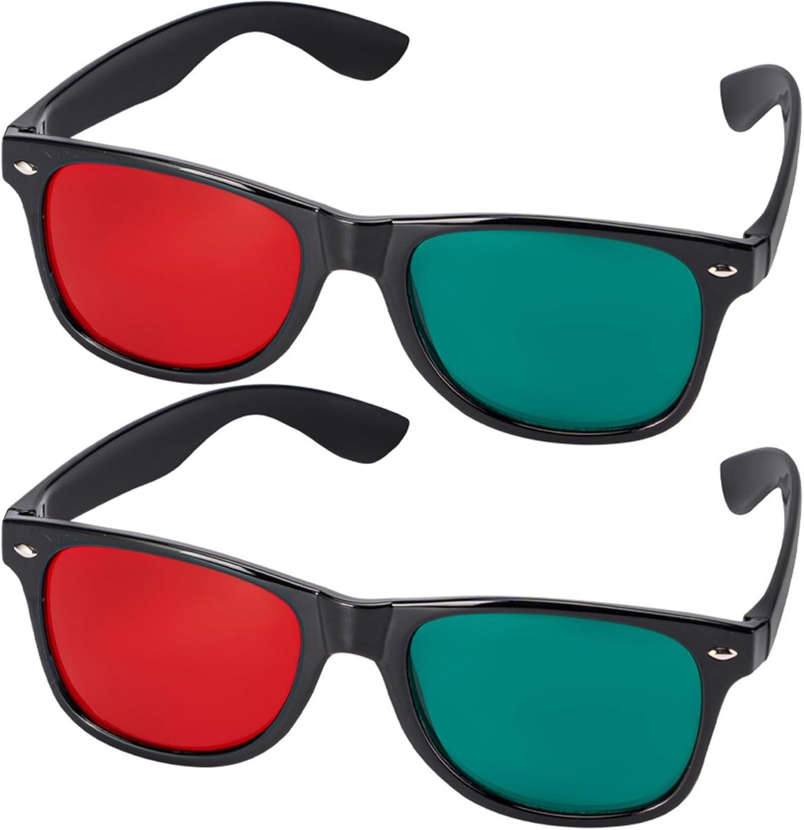 3D Brillen Set - Anaglyph Brillen - Films en Games - Dubbel Pack - 15 cm Breed - Zwart Frame