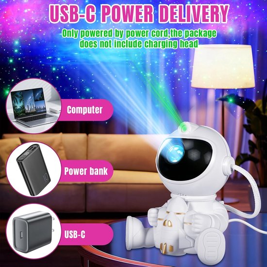 Sterrenhemel Projector - Nachtlampje Kinderen - Kamer Decoratie - 360 Graden Draaiing - 14 x 11.8 cm - Wit — afbeelding 2