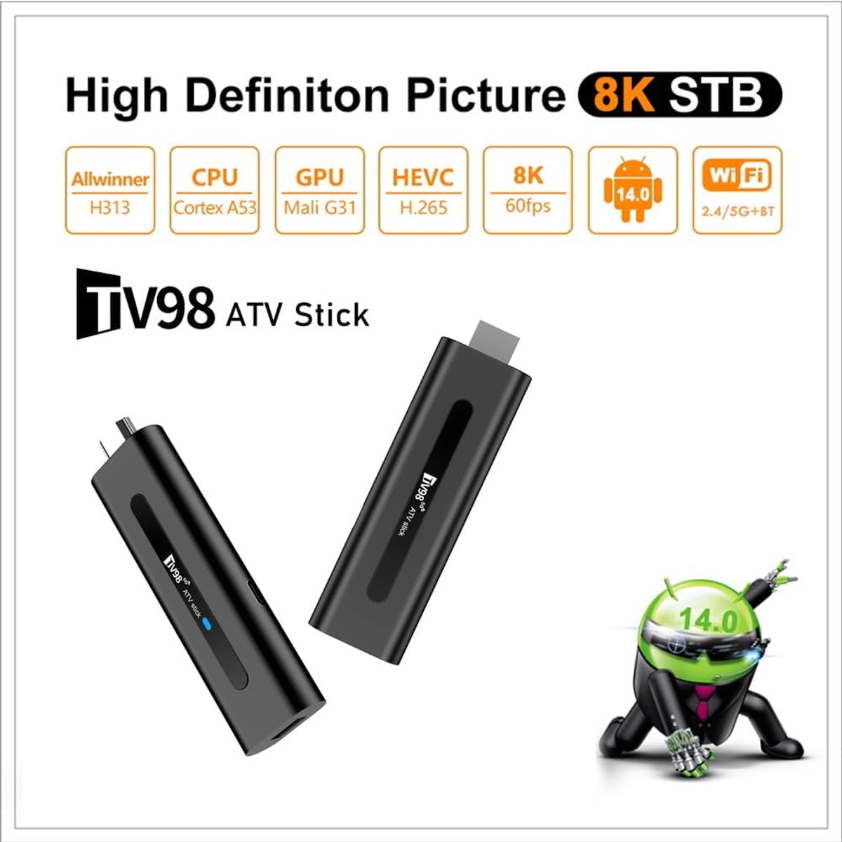 Smart TV Stick - Media Player - Streaming Films - Dual Band WiFi - 11x4x2.5 cm - Zwart