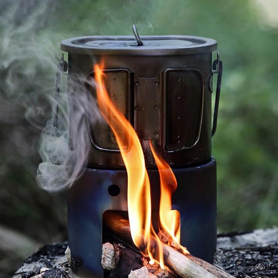 Houtkool Kooktoestel - Compacte Kookset - Outdoor Koken - Lichtgewicht Titanium - 13 x 8 5 x 10 5 cm — afbeelding 5